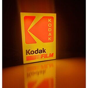 Vintage look Kodak Illuminated Light-Up Sign Display Yellow & Red Square Electri